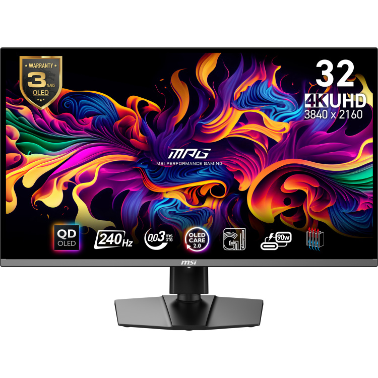 MSI MPG 321URX QD-OLED gaming monitor 2x HDMI, DisplayPort, 2x USB-A , USB-B, USB-C, 240 Hz