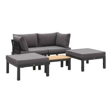 Le Sud modulaire loungeset Ardeche met kussens Brest - grijs - 5-delig - Leen Bakker
