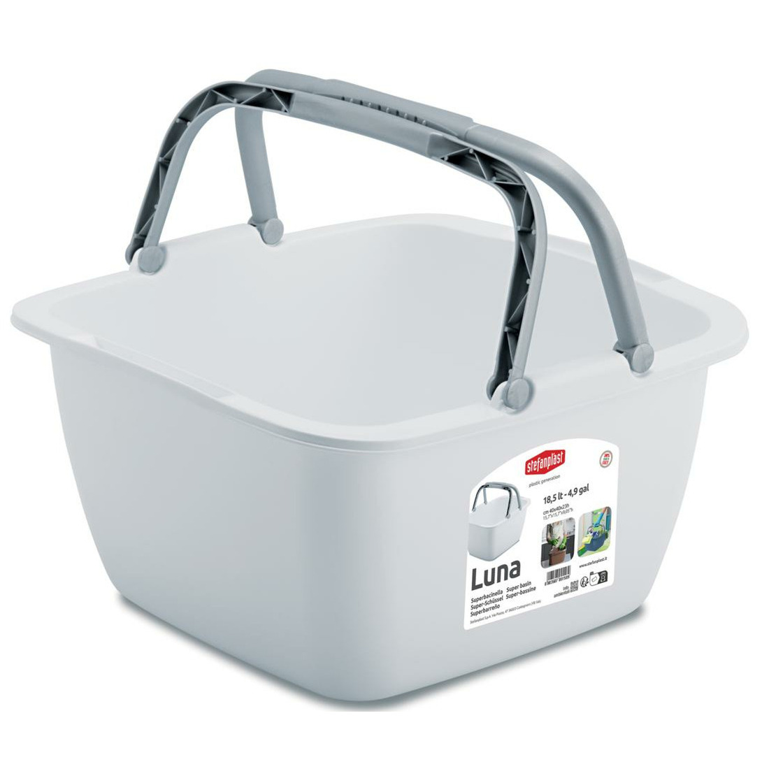Wasmand/draagmand/teil met hengsel - kunststof - 18 Liter - wit - 40 x 40 x 23 cm -