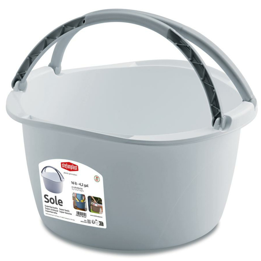 Wasmand/draagmand/teil met hengsel - kunststof - 16 Liter - wit - 40 x 40 x 25 cm -