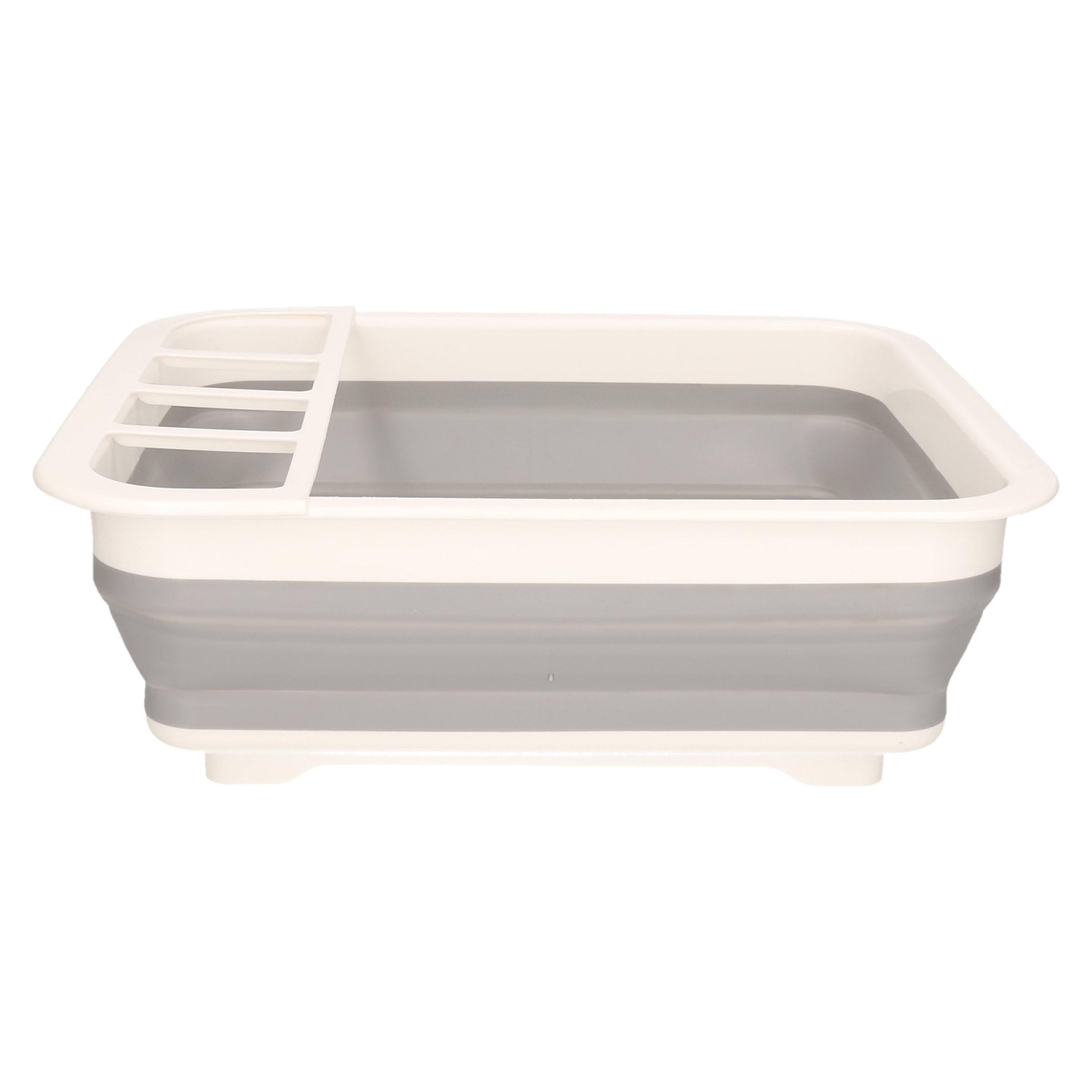 Afwas droogrek opvouwbaar met vakjes en afvoer - kunststof - grijs/wit -31 X 37 X 13 CM - Camping -