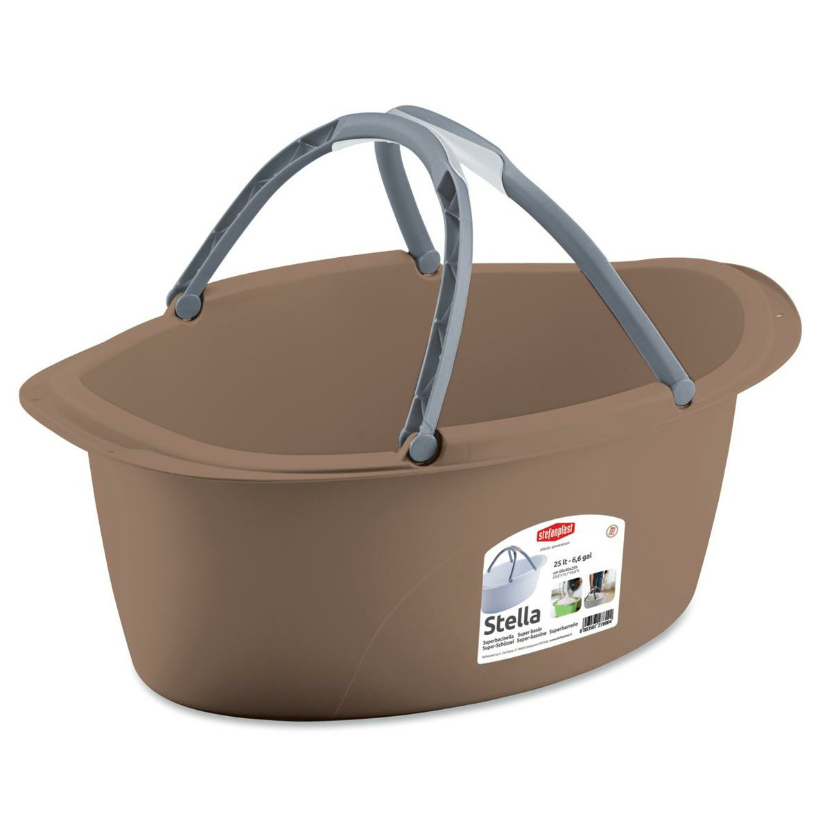 Wasmand/draagmand/teil met hengsel - kunststof - 25 Liter - cappuccino - 60 x 40 x 25 cm -
