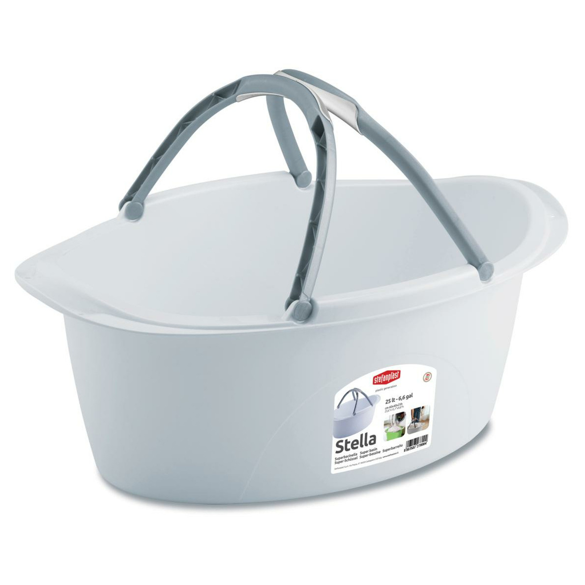Wasmand/draagmand/teil met hengsel - kunststof - 25 Liter - wit - 60 x 40 x 25 cm -