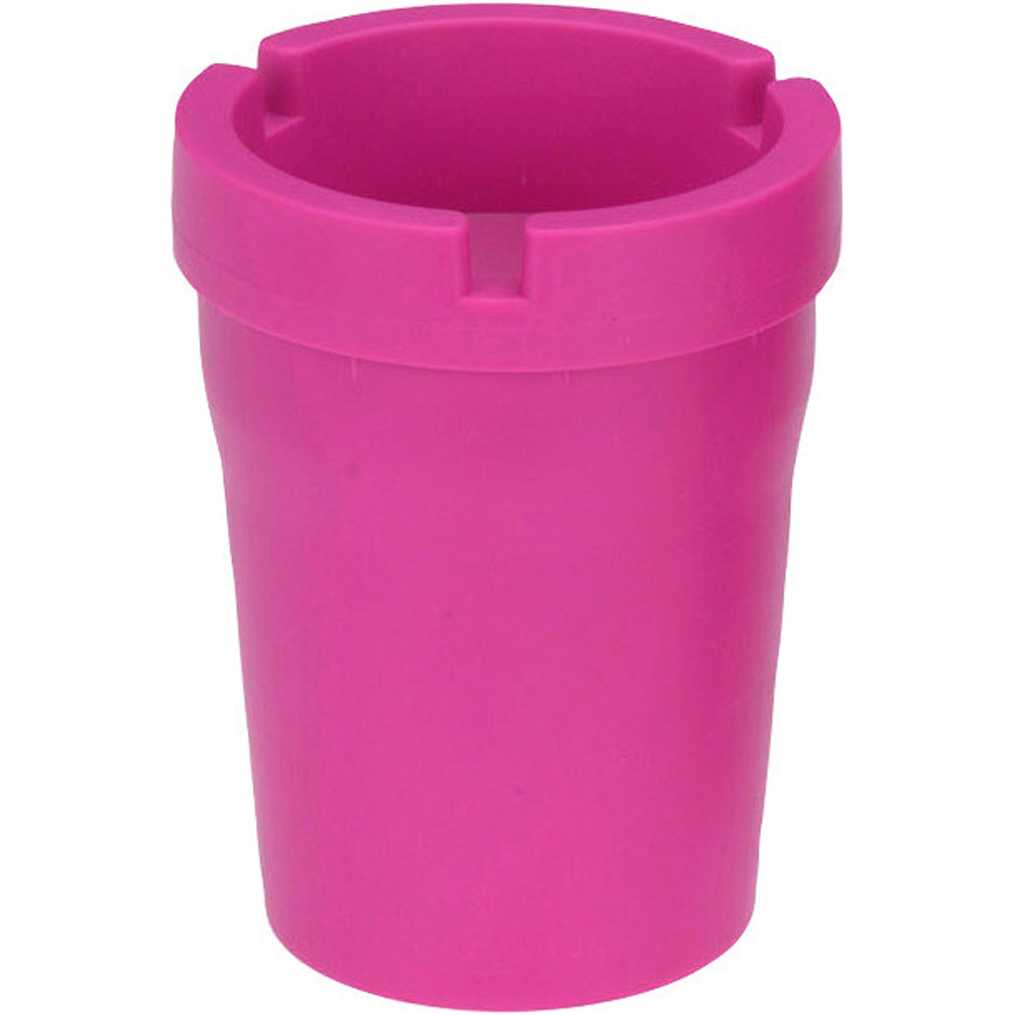 Auto/strand/tuin asbak met deksel - kunststof - fuchsia roze - 11 x 8 cm -