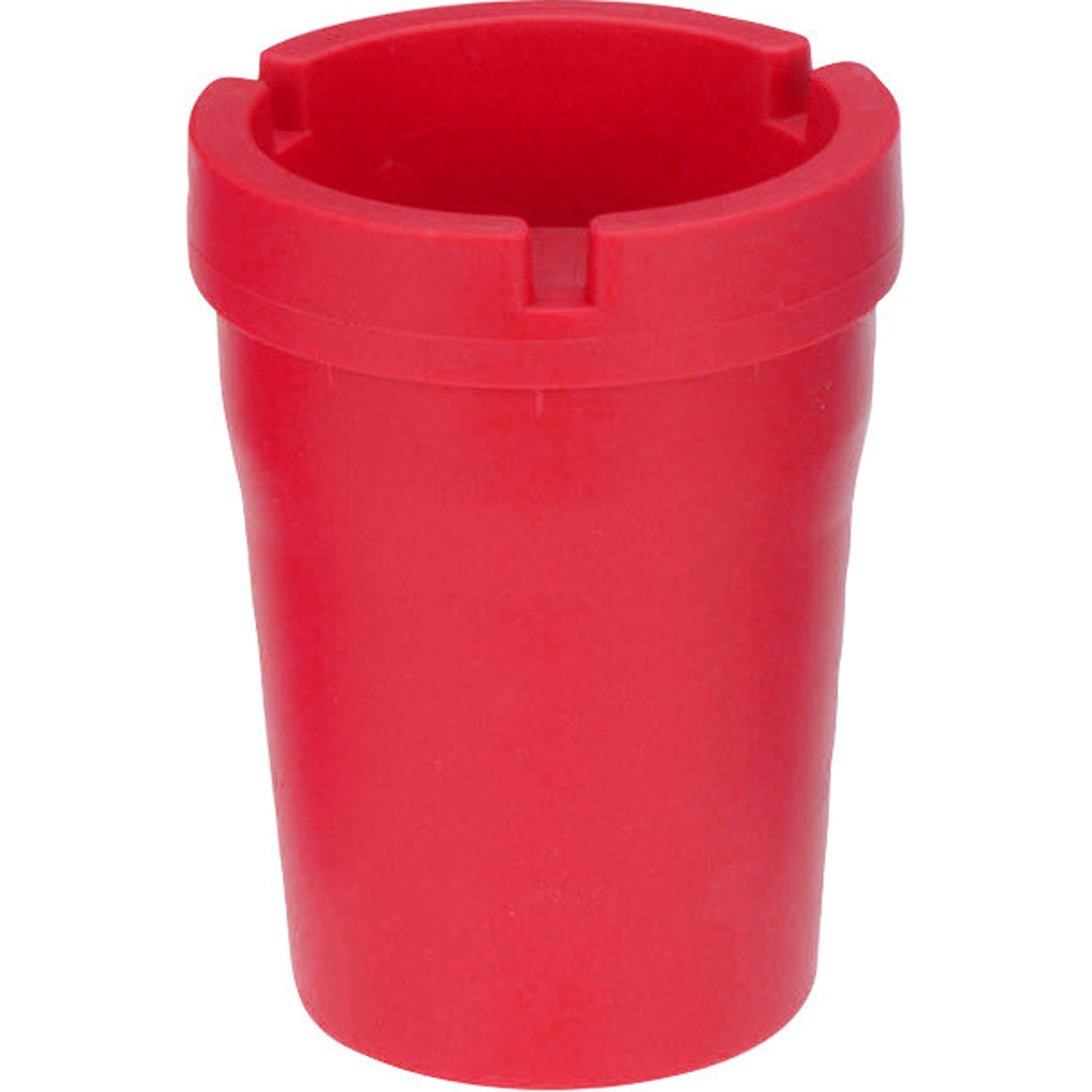 Auto/strand/tuin asbak met deksel - kunststof - rood - 11 x 8 cm -