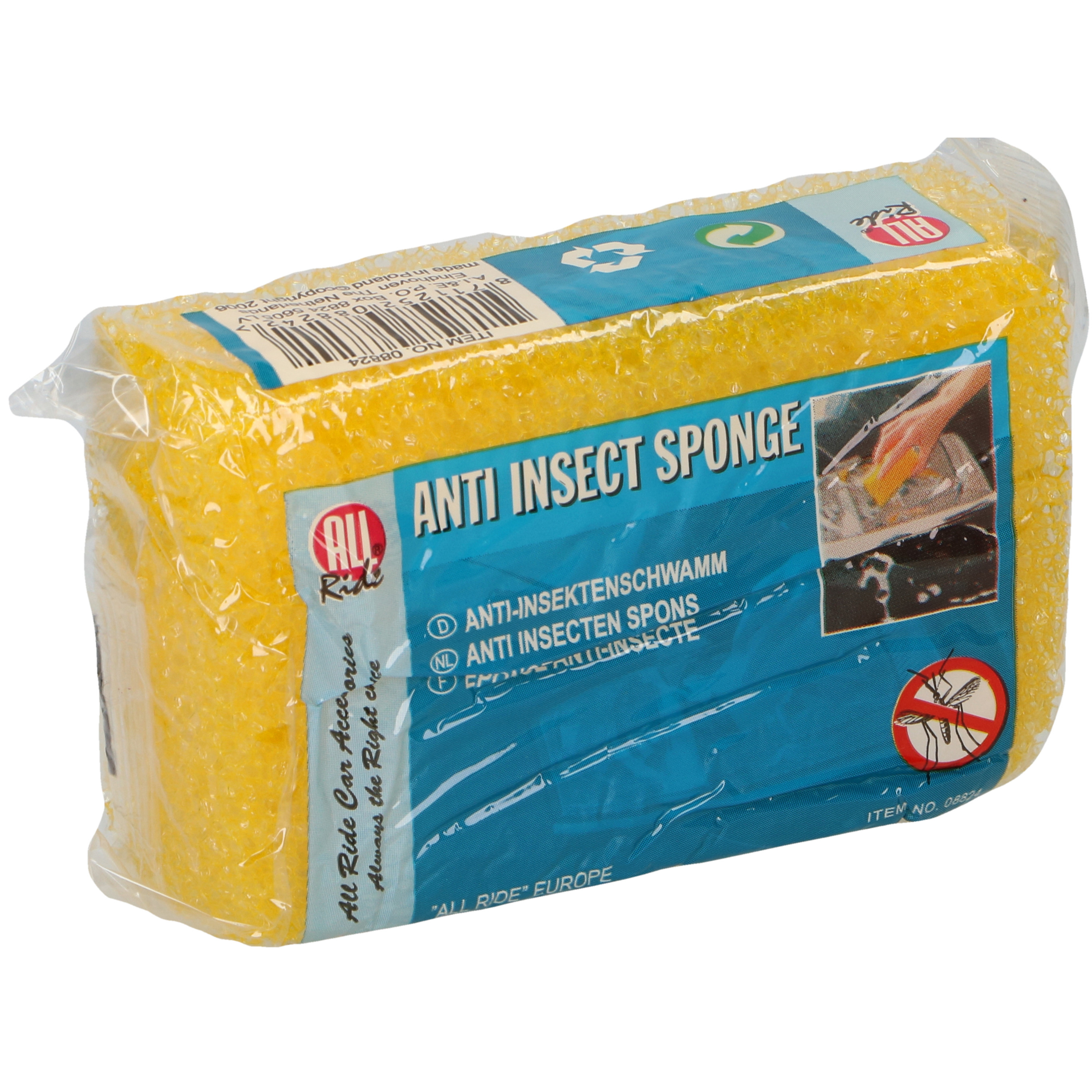 Auto poetsen spons tegen insecten - speciale structuur - zeem - 12 x 7 cm - auto wassen -