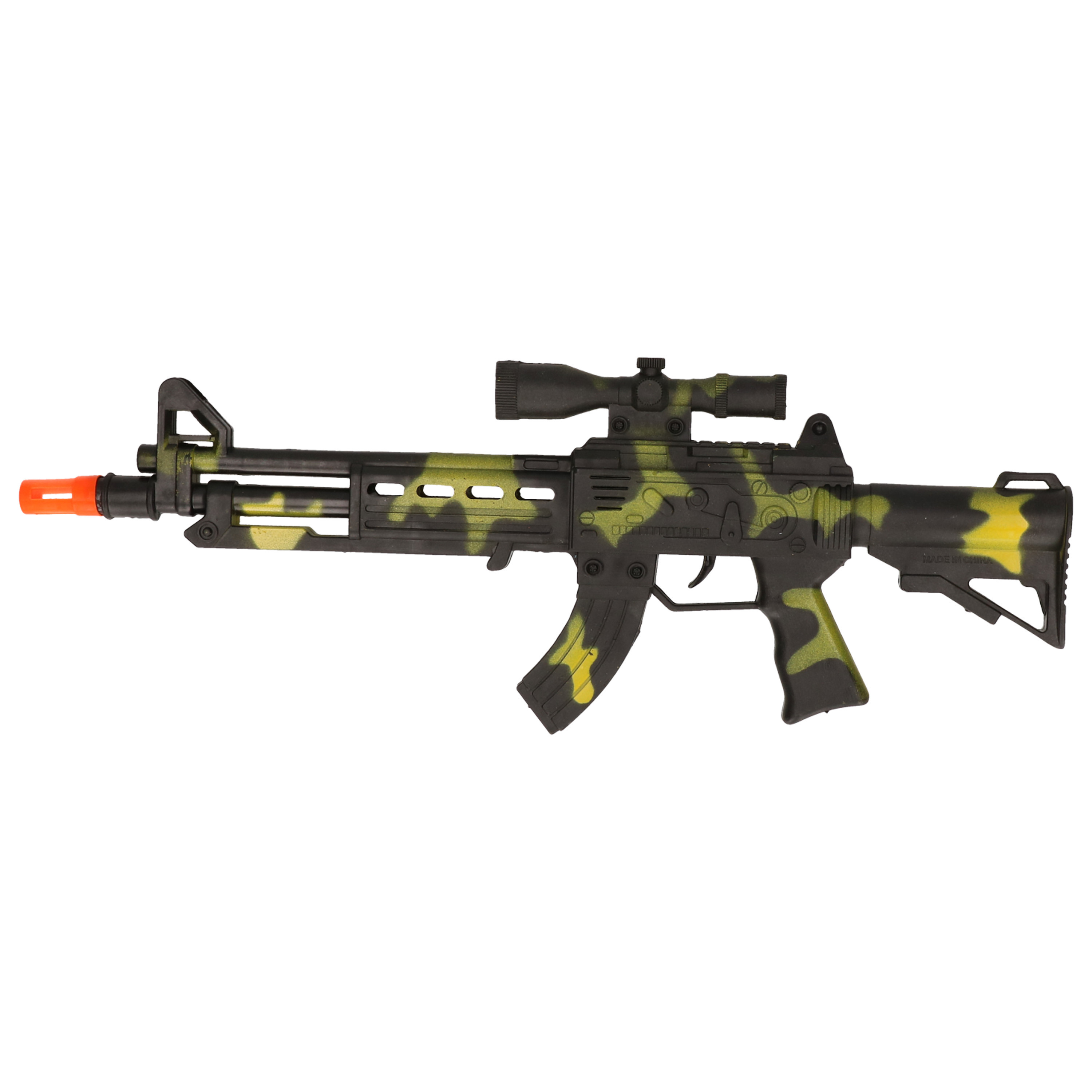 Verkleed speelgoed Politie/soldaten geweer - machinegeweer - zwart/geel - plastic - 38 cm -