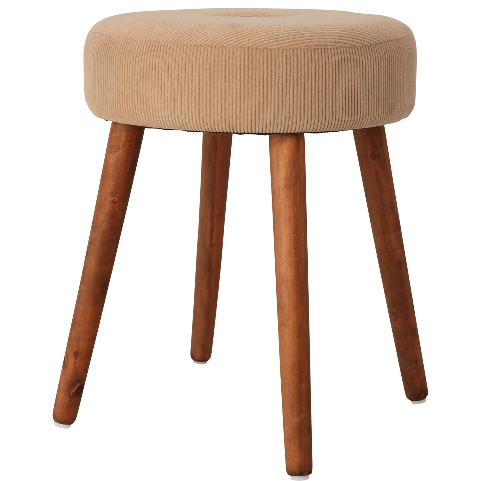 Krukje om op te zitten - hout - ribstof - velvet - beige - D35 x H45 cm -