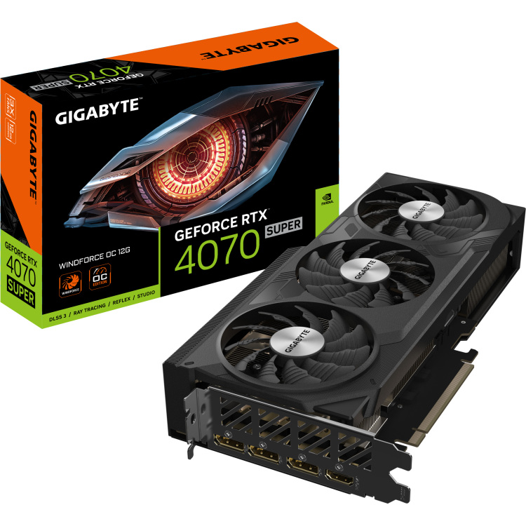 GIGABYTE GeForce RTX 4070 SUPER WINDFORCE OC 12G grafische kaart 1x HDMI, 3x DisplayPort, DLSS 3