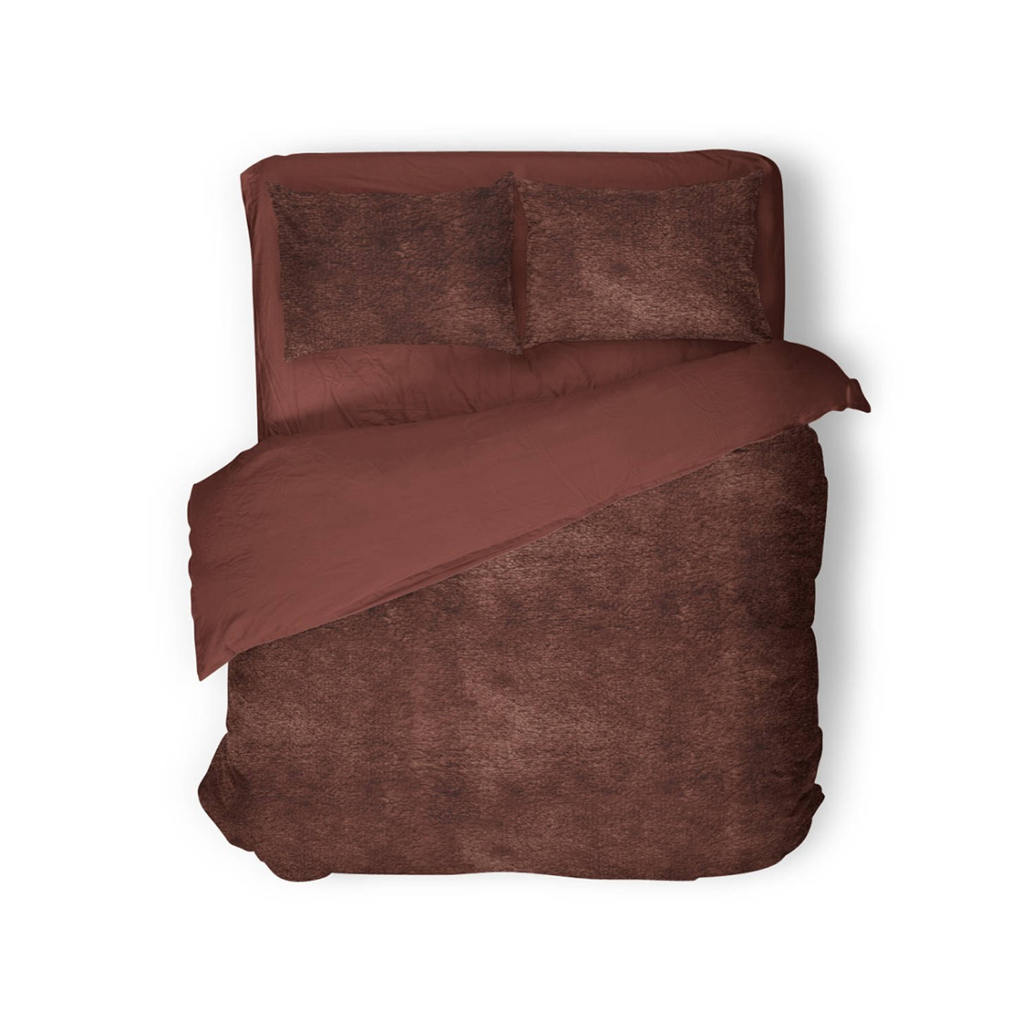 Eleganzzz Dekbedovertrek Flanel Fleece - roze bruin 200x200/220cm