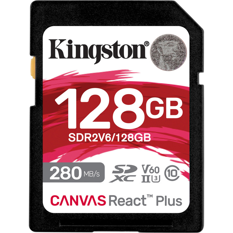 Kingston Canvas React Plus 128 GB geheugenkaart UHS-II U3, Class 10, V60