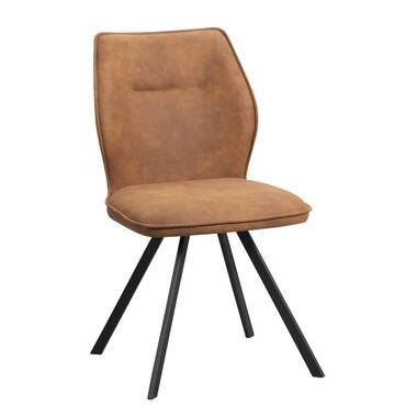 Eetkamerstoel Raffy - stof - cognac - Leen Bakker
