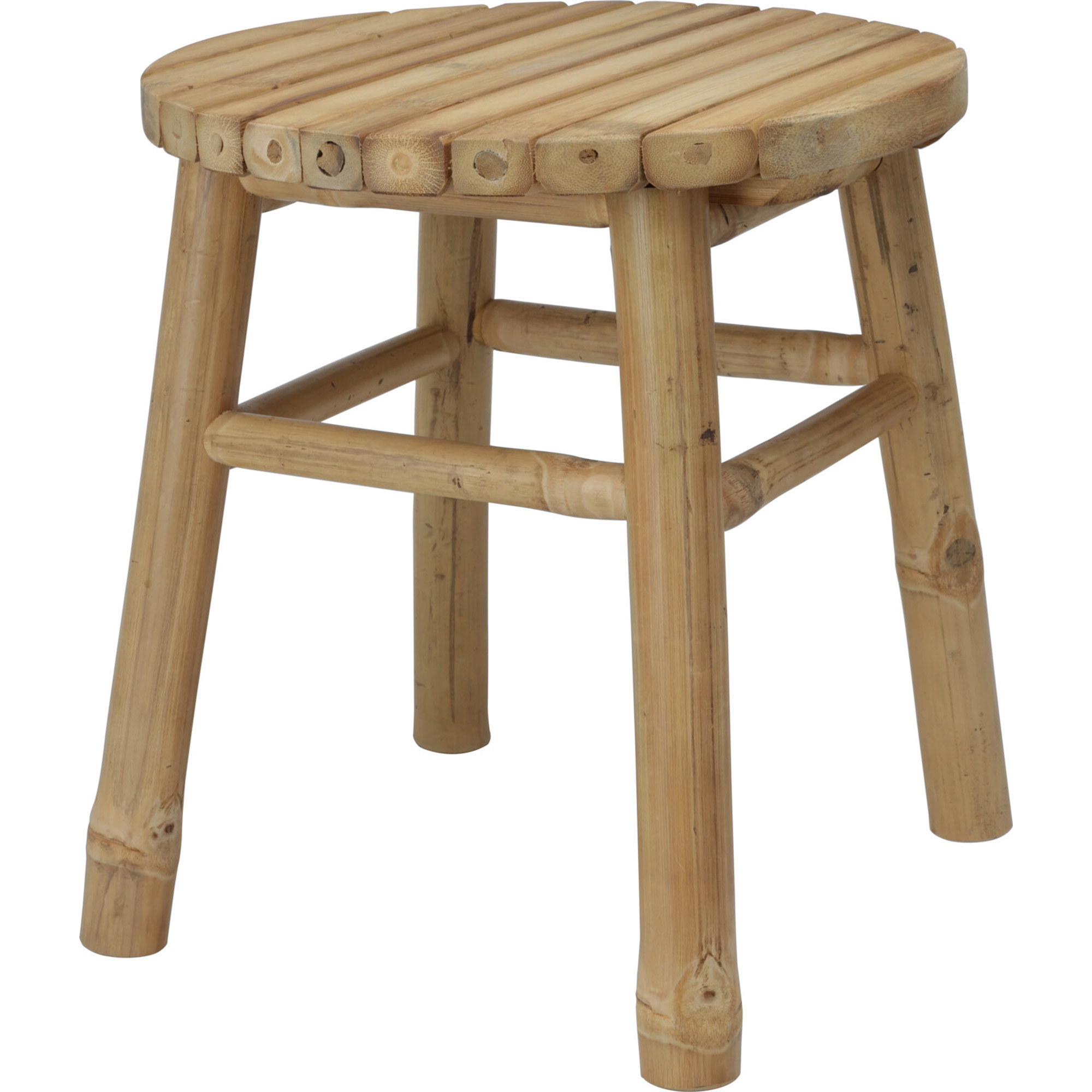 Krukje - plantentafel - bamboe hout - lichtbruin - D35 x H38 cm -
