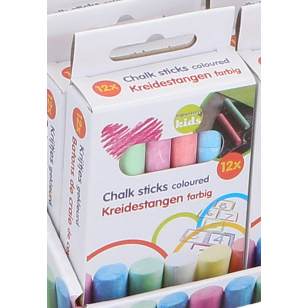 Schoolbord krijtjes - pakje van 12x stuks - multi kleuren - speelgoed -