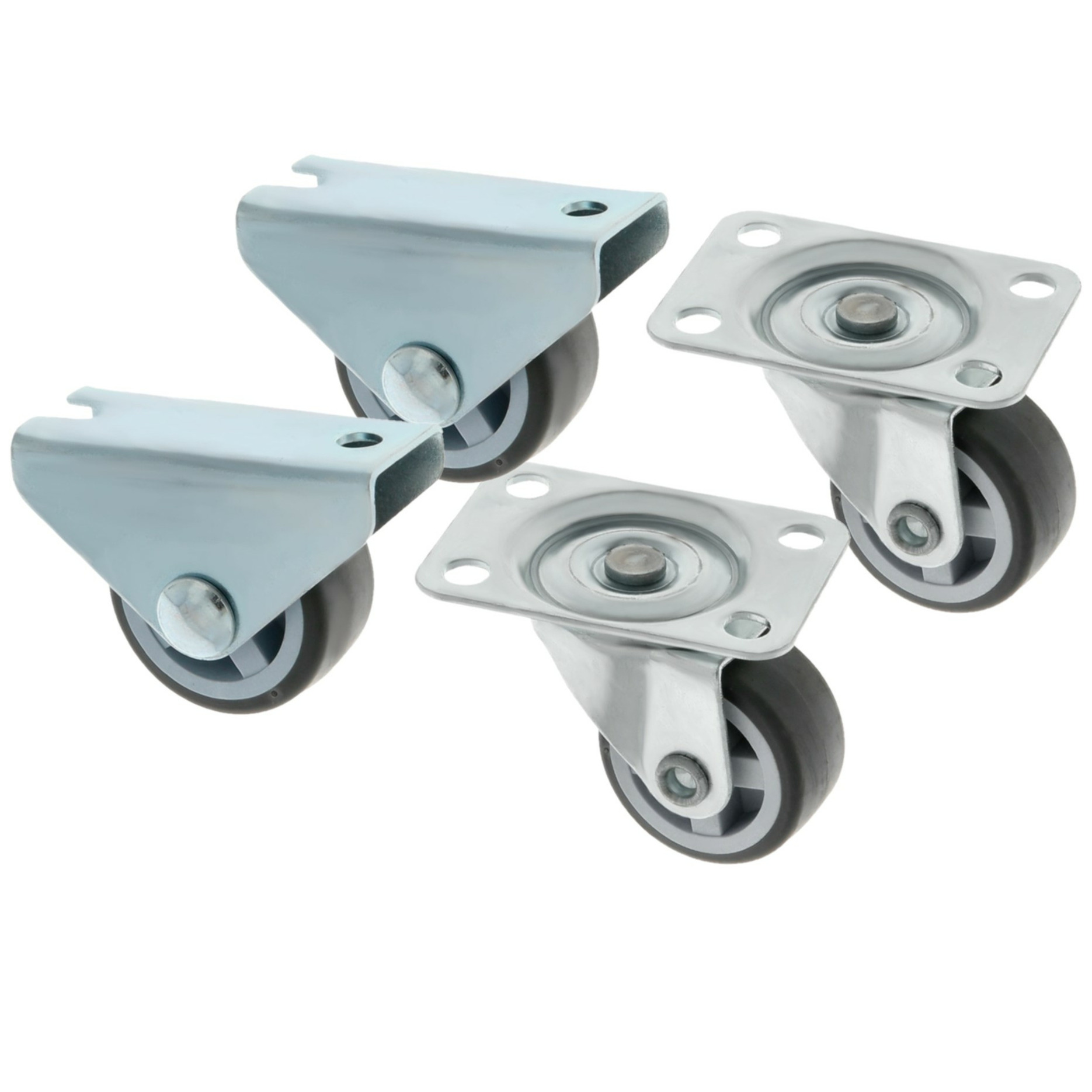 AMIG zwenkwielenset - D25mm - rubber - 120kg - grijs - 4 wielen -