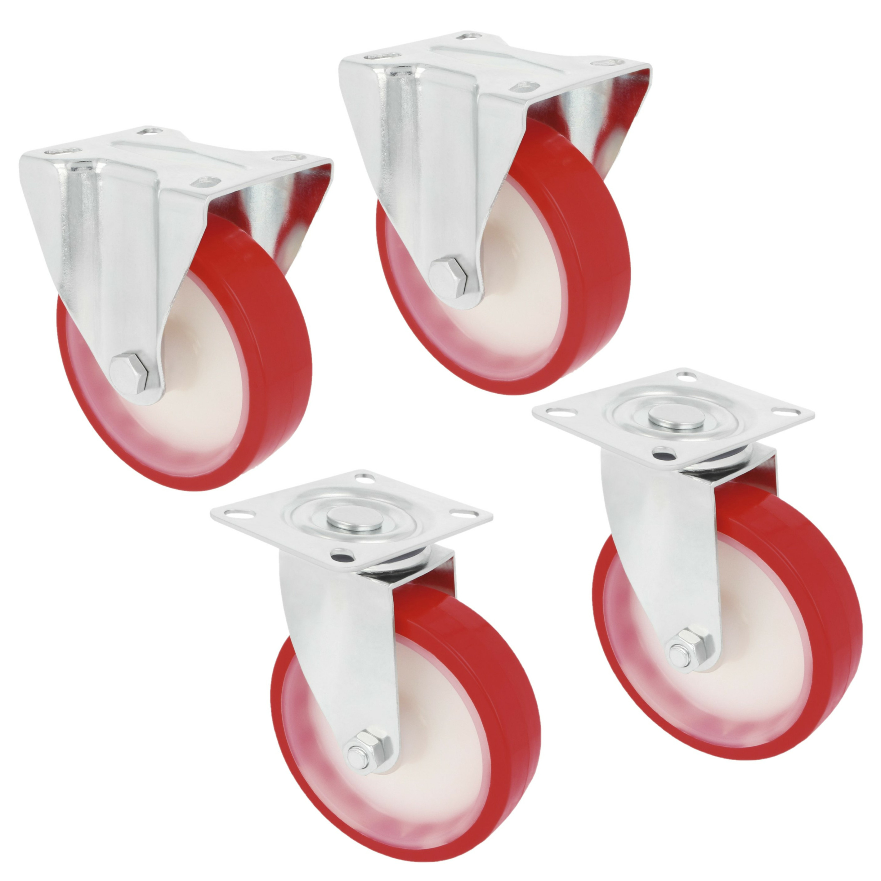 AMIG zwenk en bokwielenset - D80mm - polyurethaan - 300kg - heavy duty -