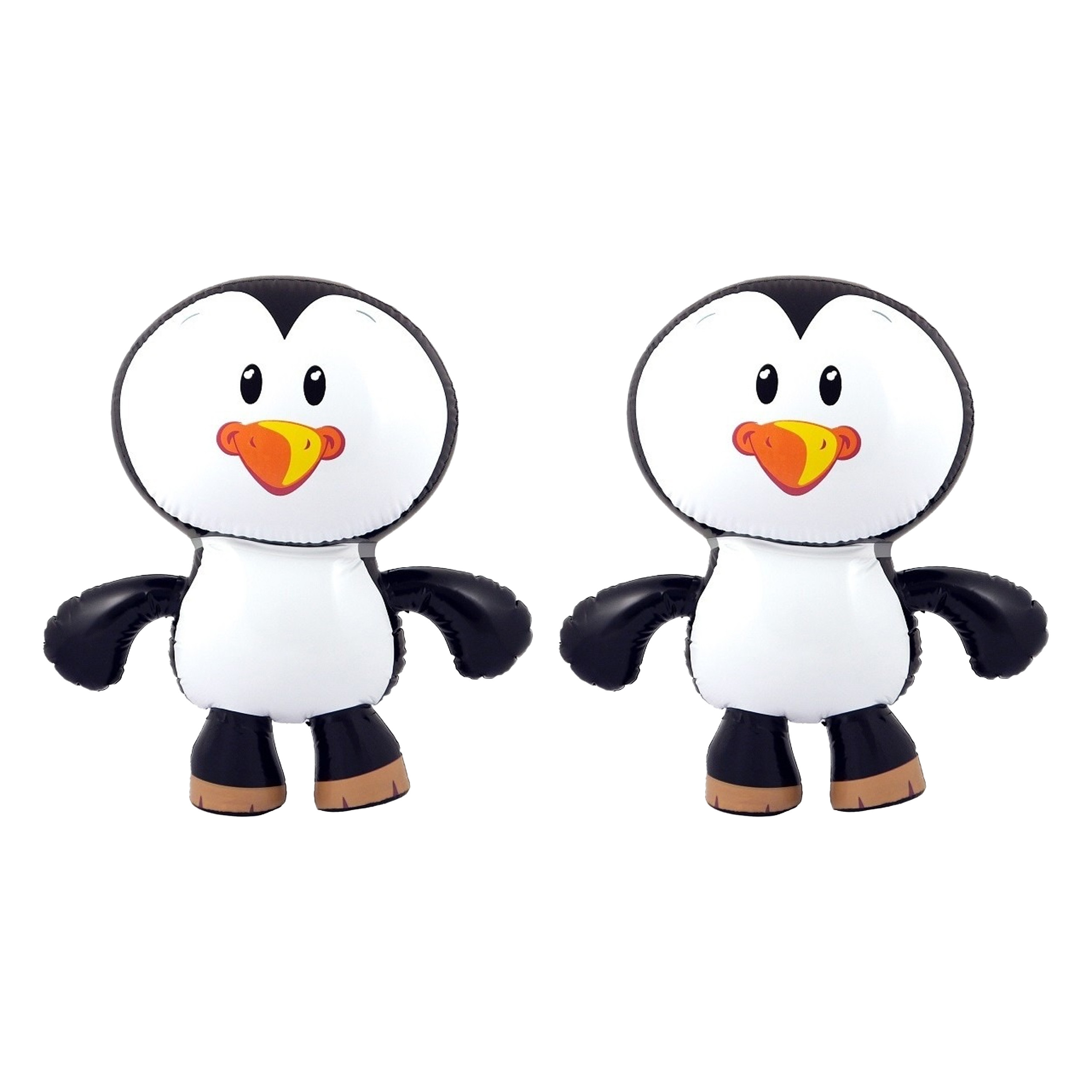 Opblaasbare dieren - 2x - Pinguin - wit/zwart - 56 cm - kunststof -