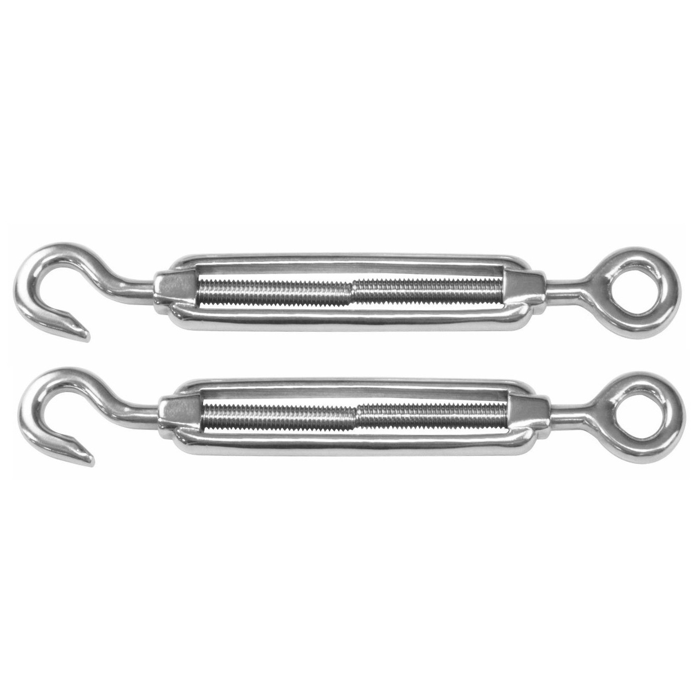 AMIG Spanschroeven/draadspanner met haak/oog - 2x - 7cm - 316L RVS - 100kg - M5 schroefdraad -