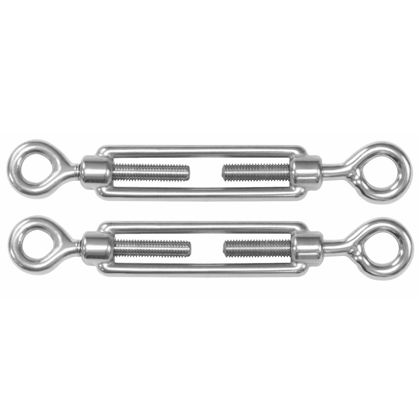 AMIG Spanschroeven/draadspanner met oog/oog - 2x - 11cm - 316L RVS - 120kg - M6 schroefdraad -
