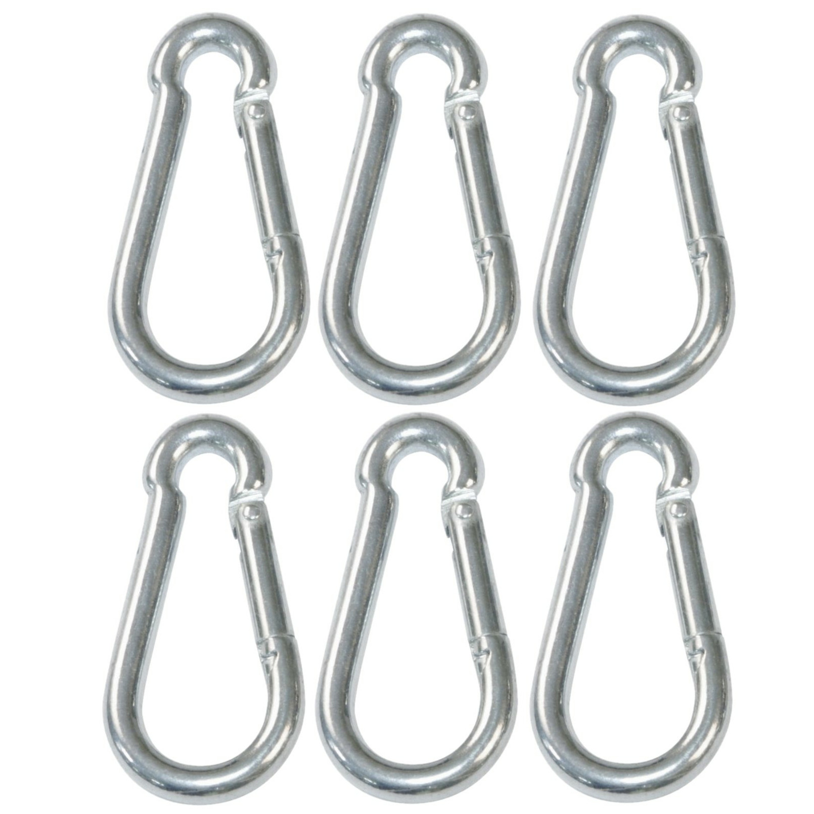 AMIG Karabijnhaak - 6x - gegalvaniseerd staal - 5 x 50mm - 50kg - musketonhaak -