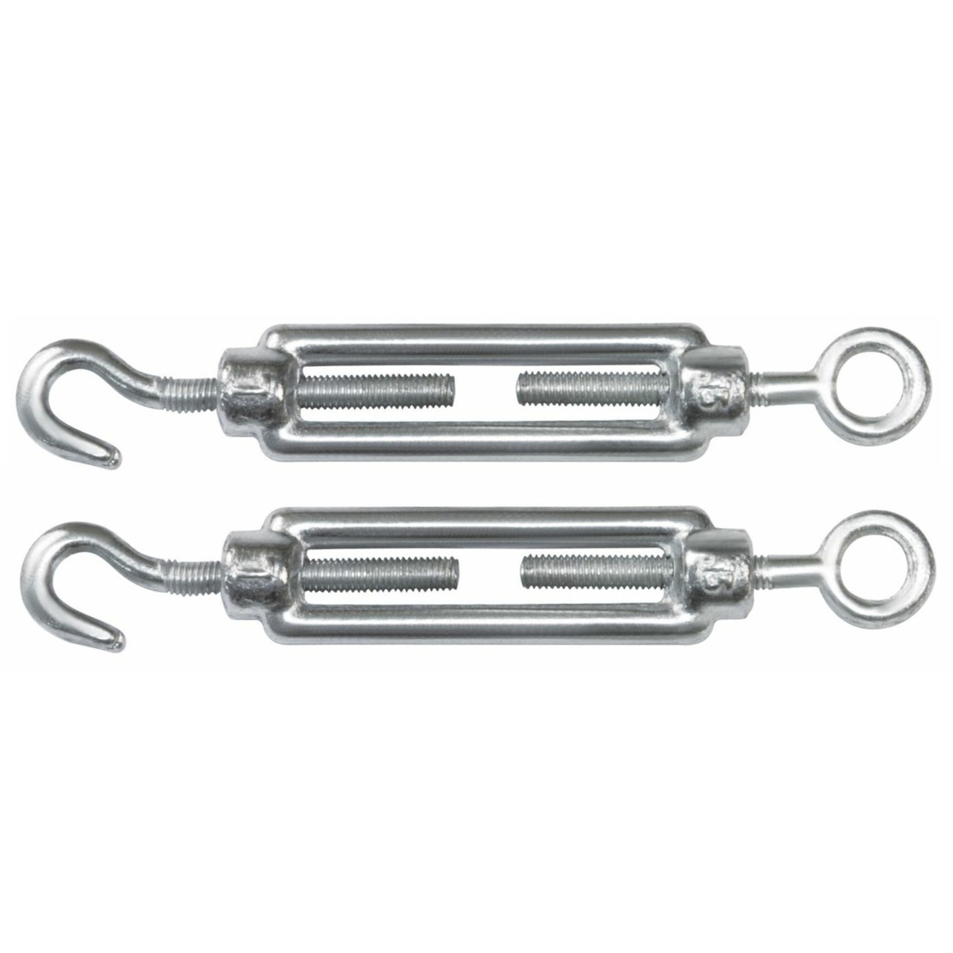 AMIG Spanschroeven/draadspanner met haak/oog - 2x - 11cm - verzinkt staal - 120kg - M6 schroefdraad -