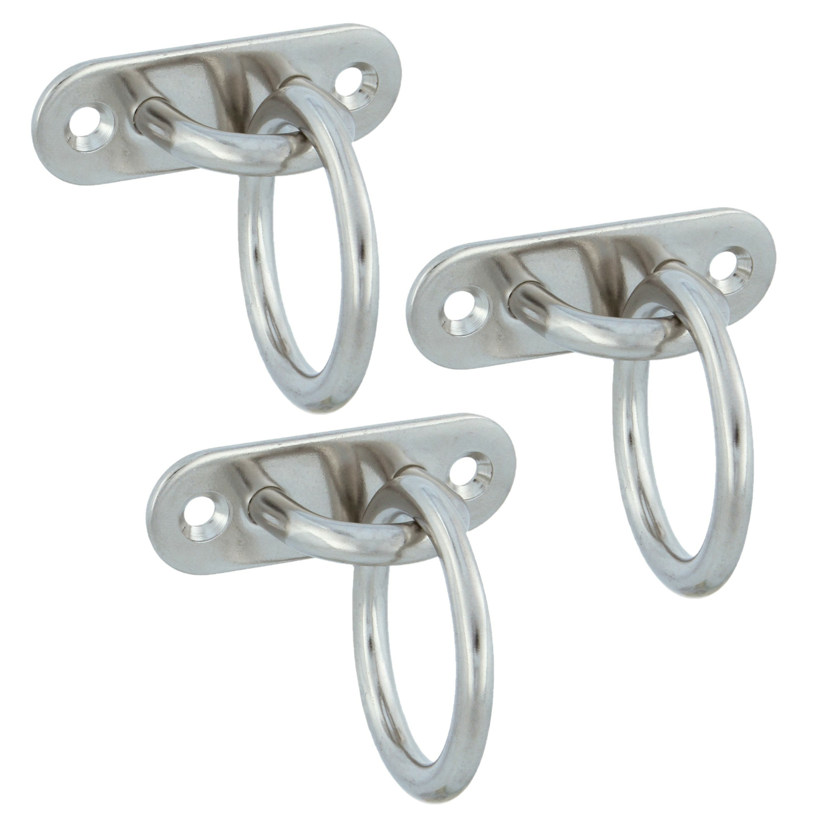 AMIG Oogplaat met aanlegring - 3x - oogplaat 8 x 2.6cm - ring D4.5cm - rvs - vastzetplaat -