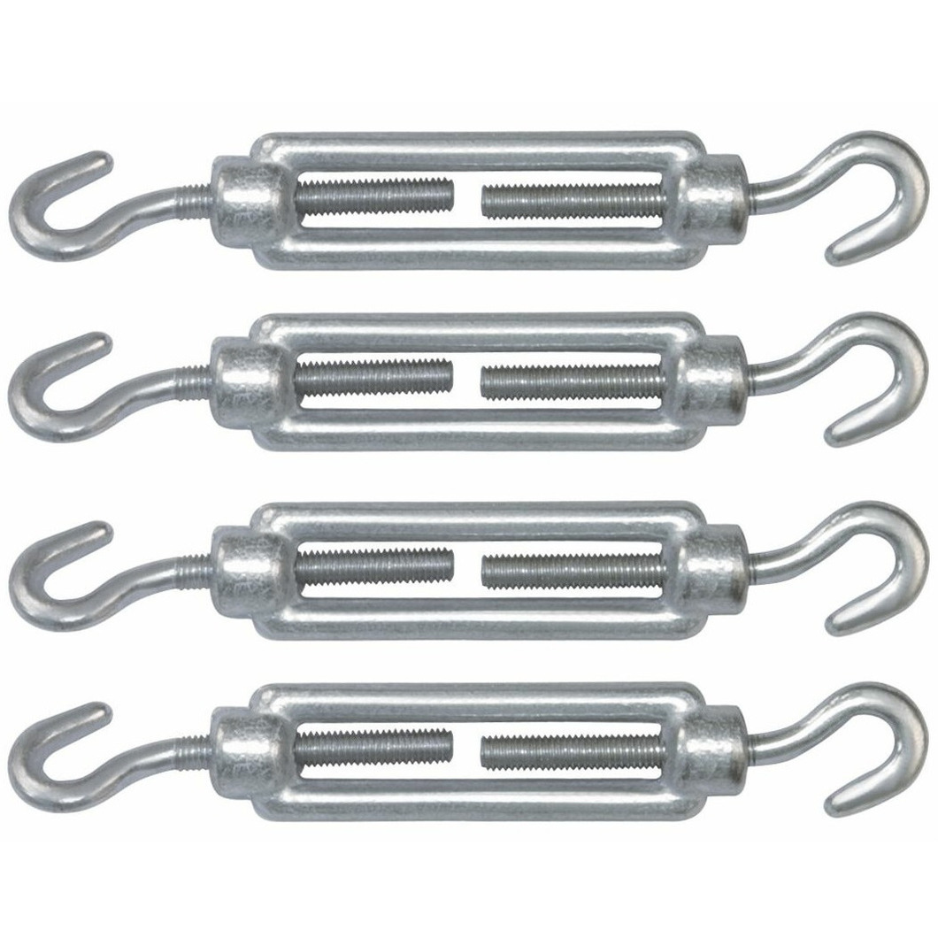 AMIG Spanschroeven/draadspanner met haak/haak - 4x - 11cm - verzinkt staal - 120kg - M6 schroefdraad -