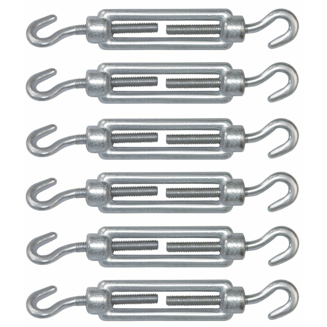 AMIG Spanschroeven/draadspanner met haak/haak - 6x - 11cm - verzinkt staal - 120kg - M6 schroefdraad -
