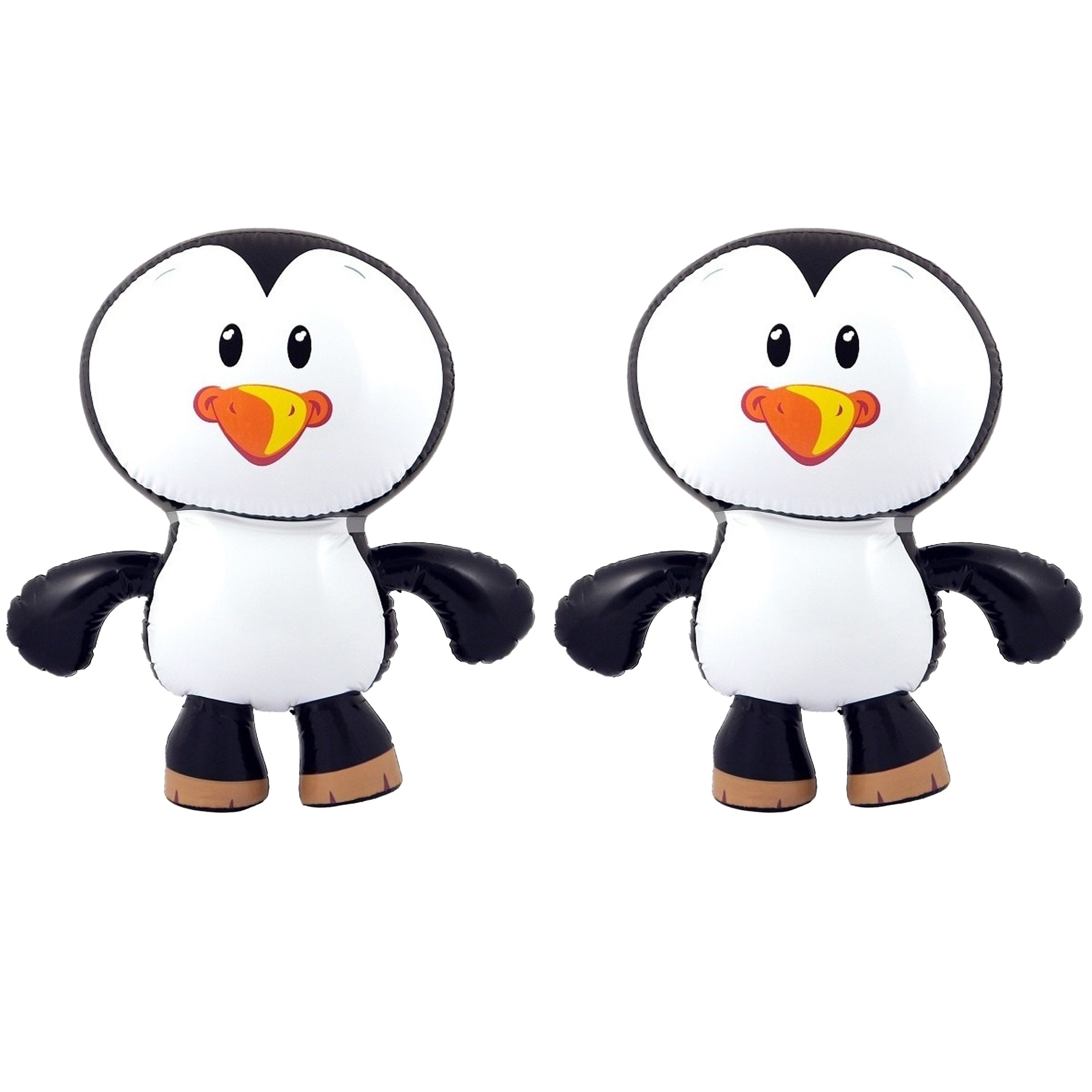 Opblaasbare dieren - 4x - Pinguin - wit/zwart - 56 cm - kunststof -