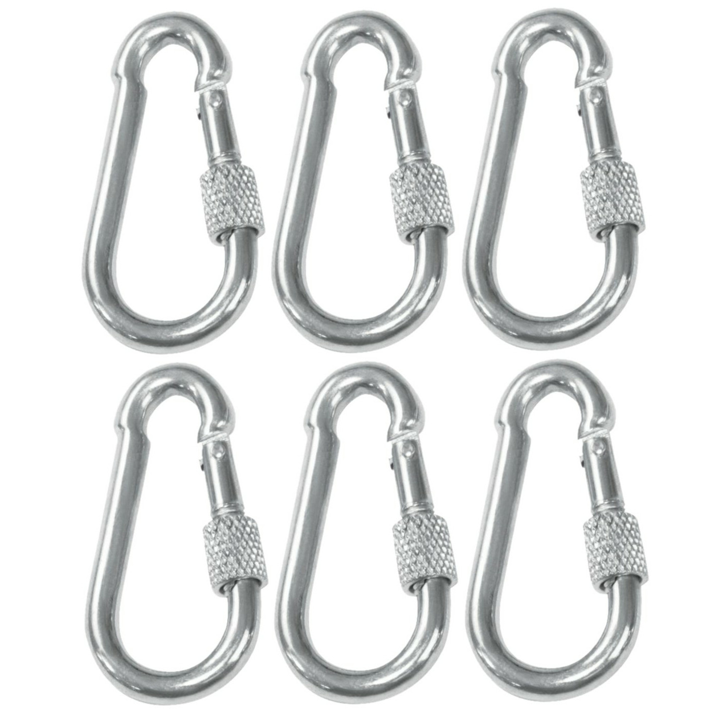 AMIG Karabijnhaak met schroefsluiting - 6x - 6 x 60mm - gegalvaniseerd staal - 120kg - musketonhaak -