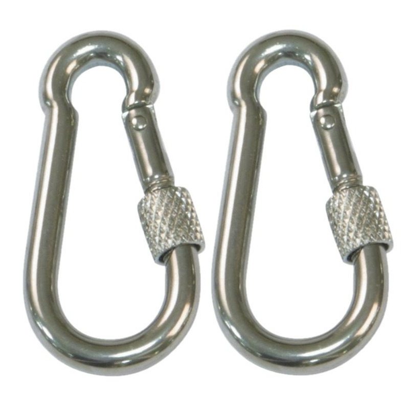 AMIG Karabijnhaak met schroefsluiting - 2x - 10 x 100mm - AISI 316 staal - 120kg - marine kwaliteit -
