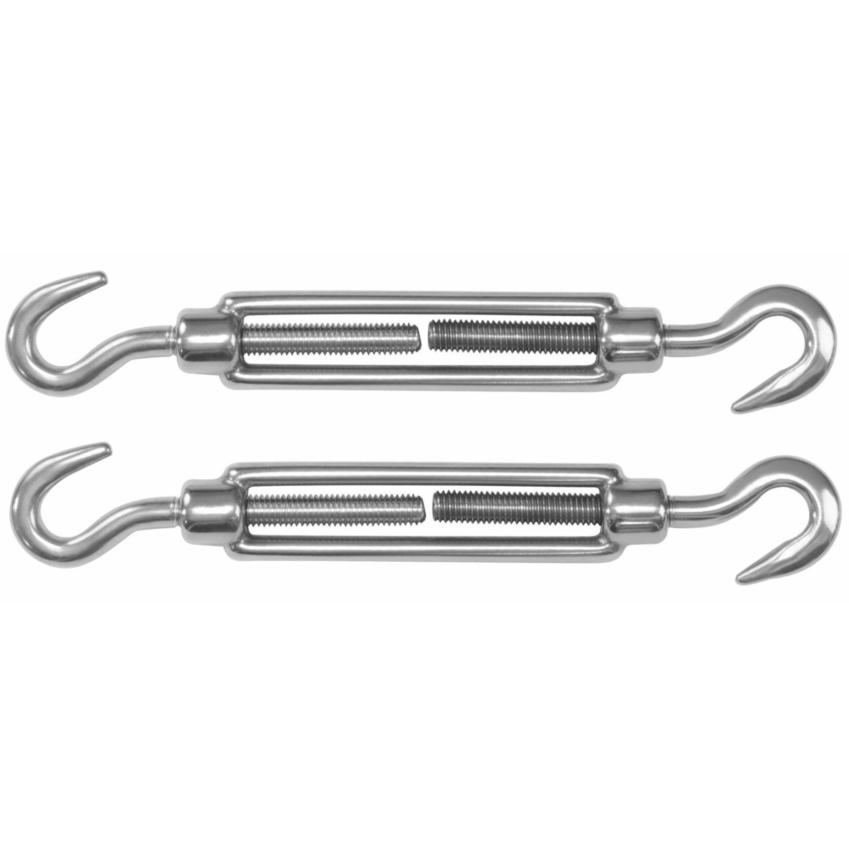 AMIG Spanschroeven/draadspanner met haak/haak - 2x - 7cm - 316L RVS - 100kg - M5 schroefdraad -