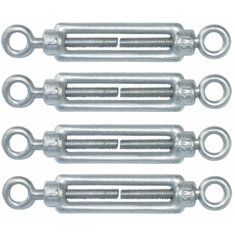 AMIG Spanschroeven/draadspanner met oog/oog - 4x - 11cm - verzinkt staal - 200kg - M8 schroefdraad -