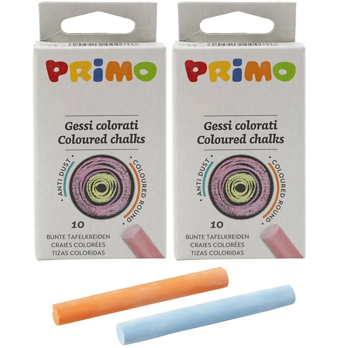Primo Schoolbord krijtjes - 2x - pakje van 10x stuks - gekleurd - School/leraar kwaliteit krijtjes -