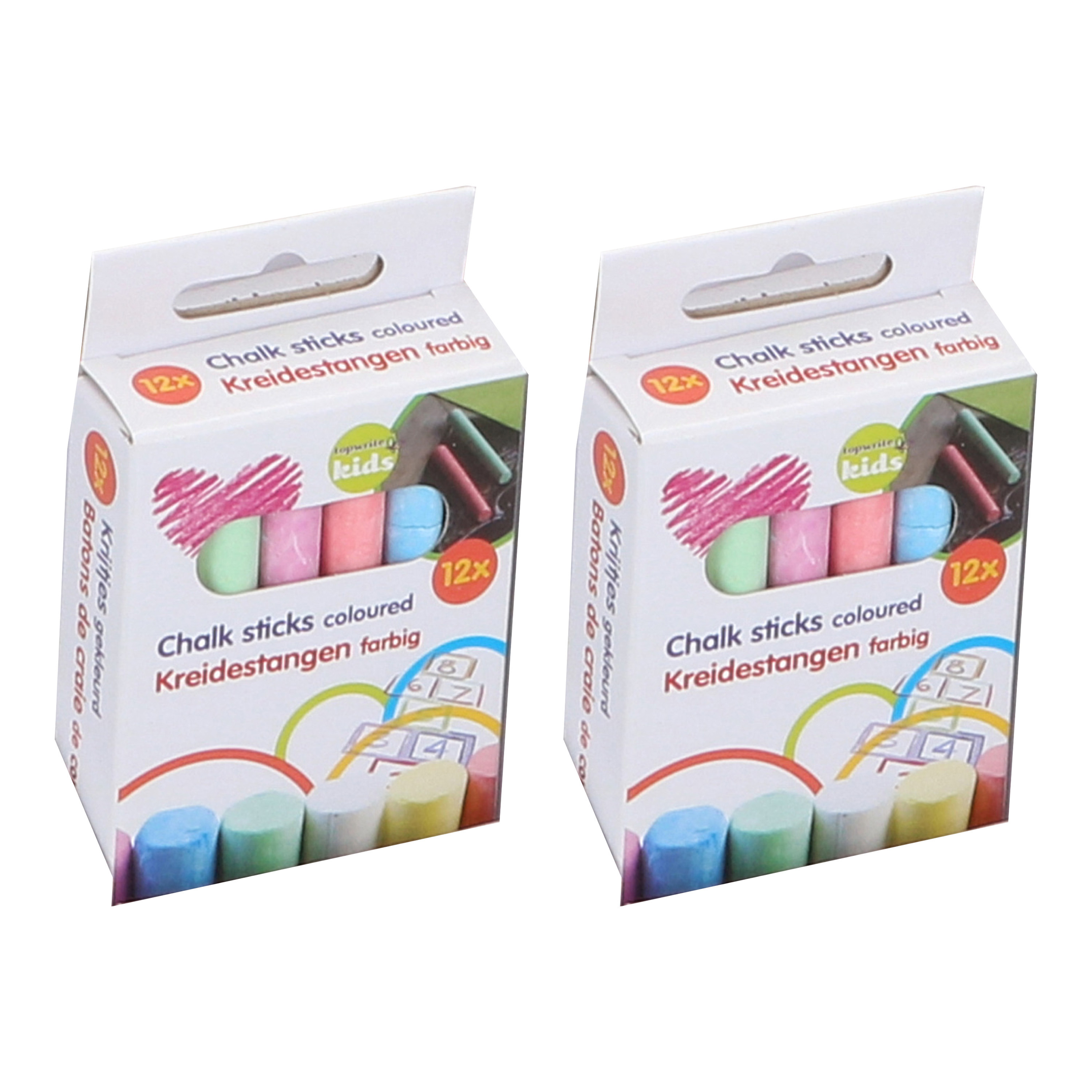 Schoolbord krijtjes - 2x - pakje van 12x stuks - multi kleuren - speelgoed -