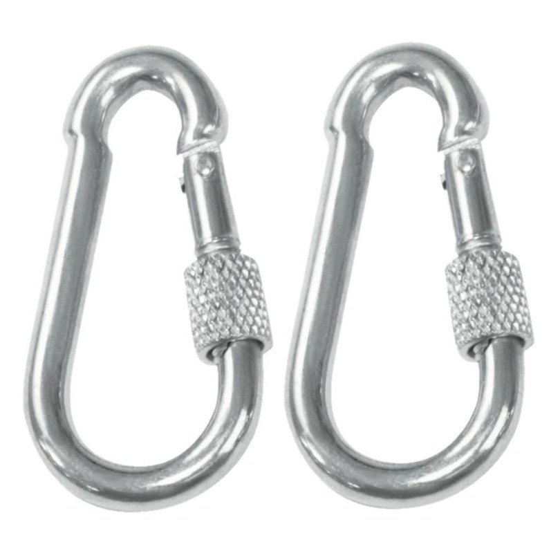 AMIG Karabijnhaak met schroefsluiting - 2x - 8 x 80mm gegalvaniseerd staal - 120kg - musketonhaak -