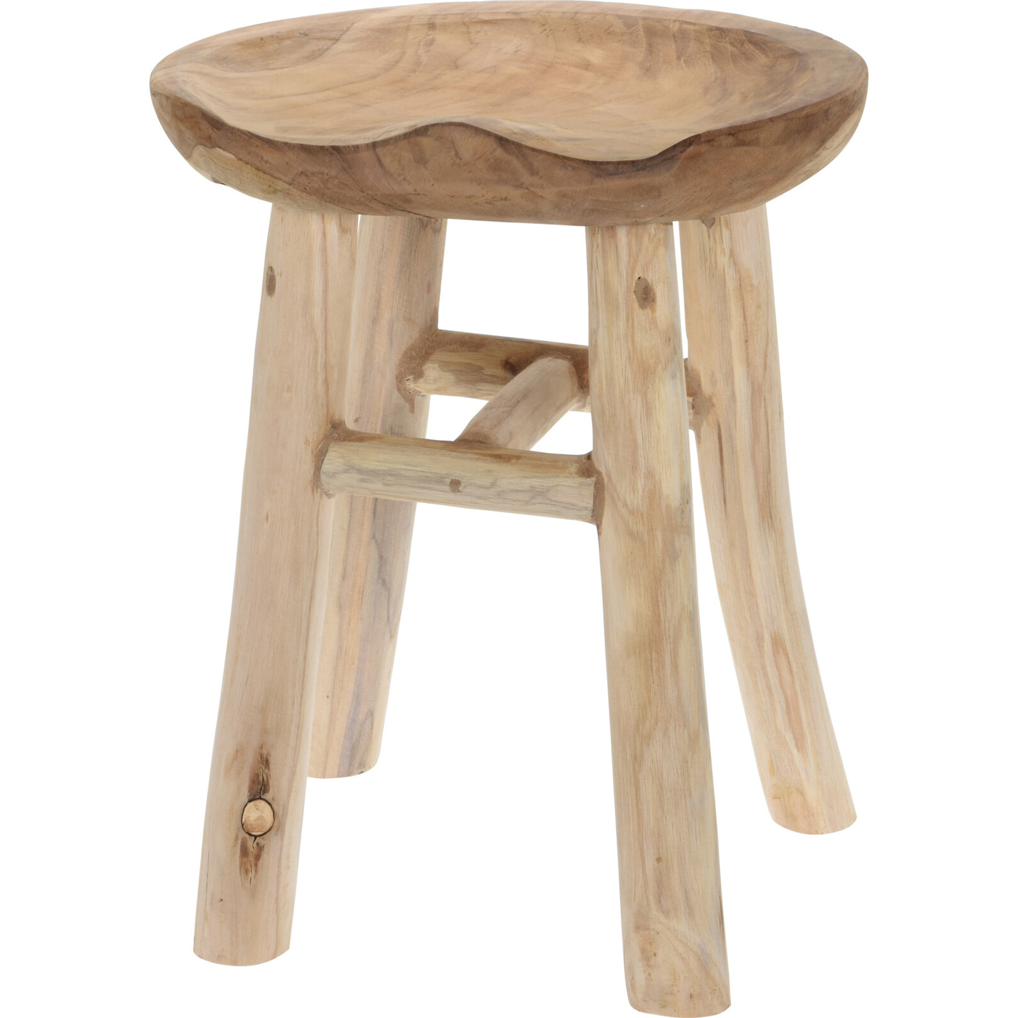 Krukje - teak hout - lichtbruin - D35 x H42 cm -