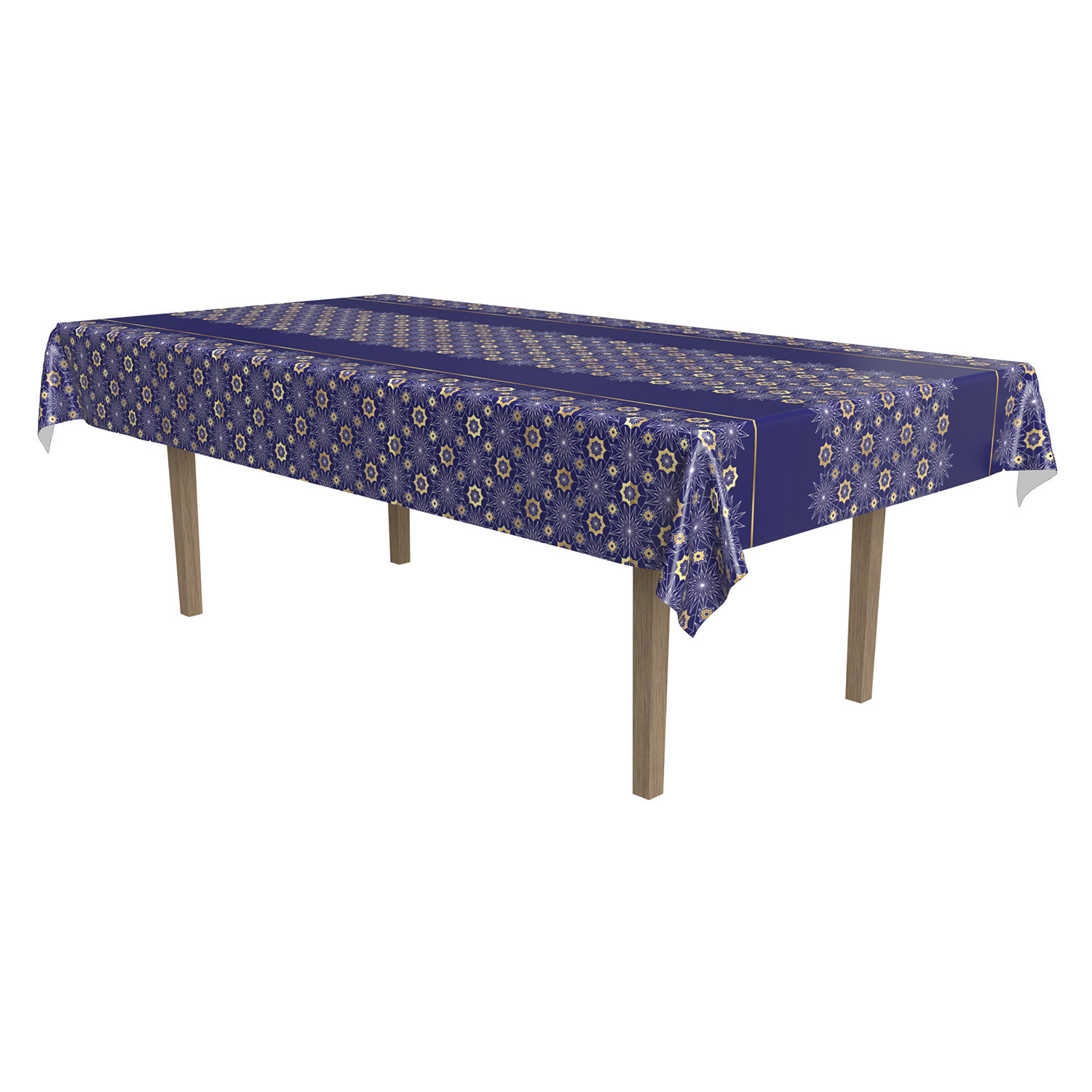 Eid Mubarak Tafellaken/tafelkleed - donker blauw - 1001 nacht thema - 138 x 274 cm - kunststof -