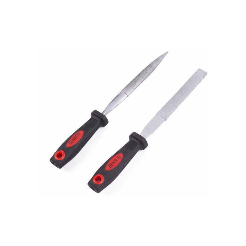 Diamant vijlen set - 2-delig - hoogwaardig staal - 170 mm vijllengte -