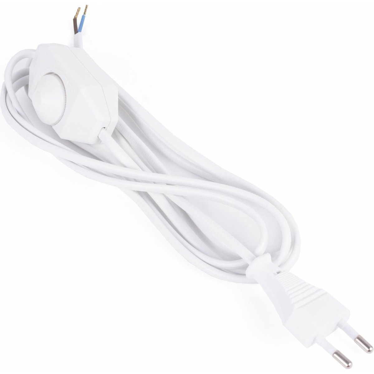Stroomsnoer - met stekker en vloerdimmer - wit - 2 meter -
