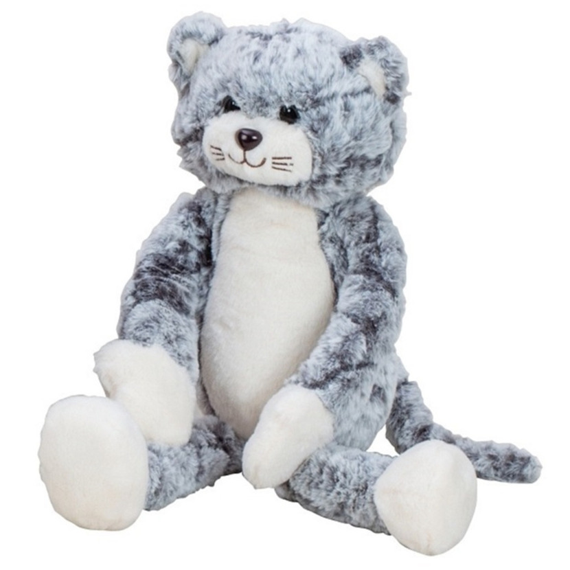 Pluche kat/poes knuffel - extra lange armen en benen - blauw - 50 cm -