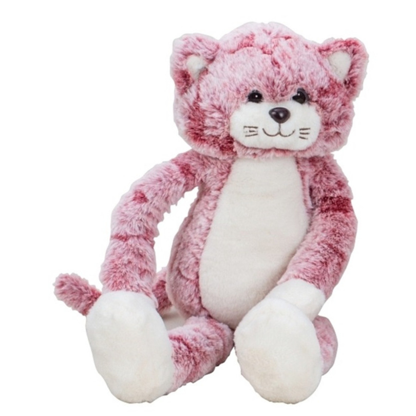 Pluche kat/poes knuffel - extra lange armen en benen - roze - 50 cm -
