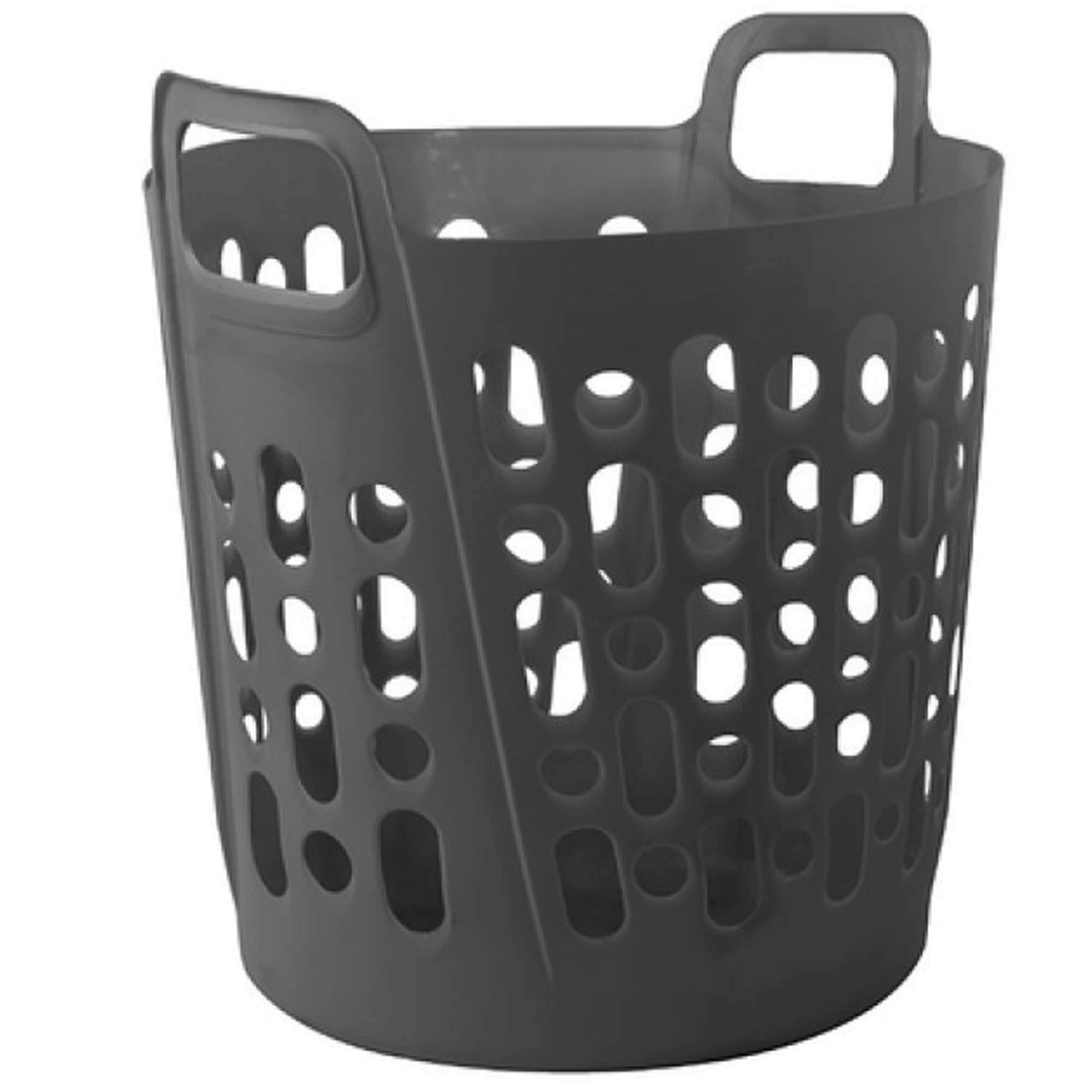 Flexibele wasmand - grijs - 45 liter - kunststof - 41 x 44 x 48 cm -
