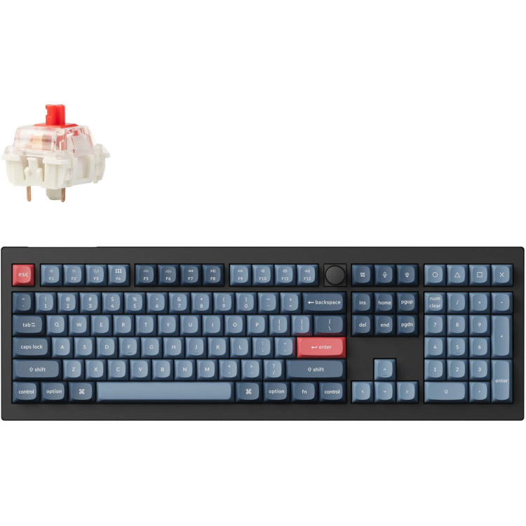 Keychron V6 Max-D1 toetsenbord RGB leds, Double-shot OSA PBT, hot swap, 2.4GHz | Bluetooth 5.1 | USB-C, Knob