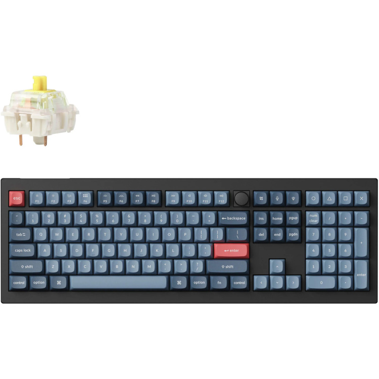 Keychron V6 Max-D4 toetsenbord RGB leds, Double-shot OSA PBT, hot swap, 2.4GHz | Bluetooth 5.1 | USB-C, Knob