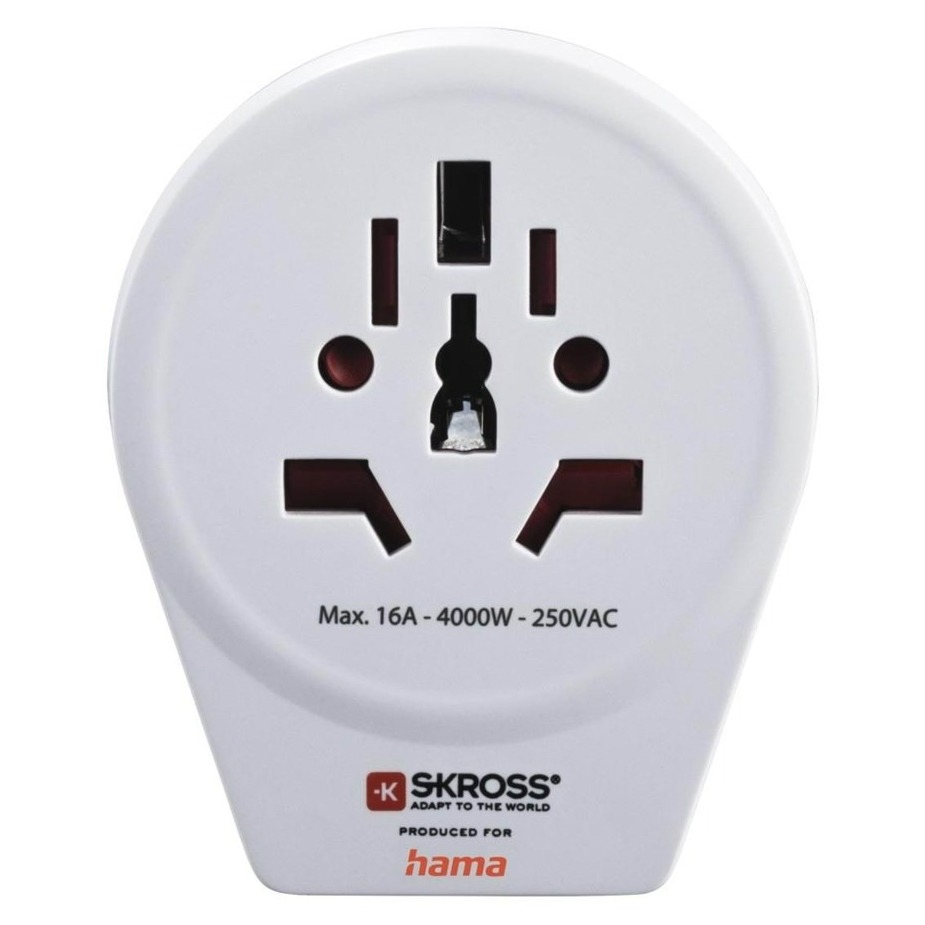 Hama Reisadapter World to Europe USB, voor 2- en 3-polige apparaten, 1x USB Oplader