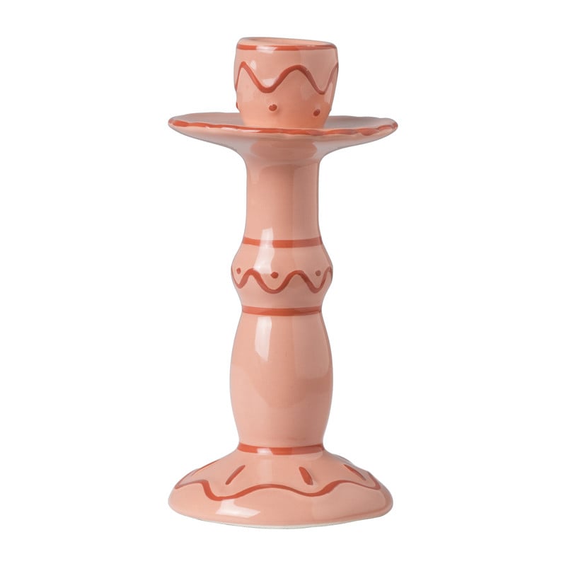 Kandelaar roze - keramiek - ø10.5x16 cm