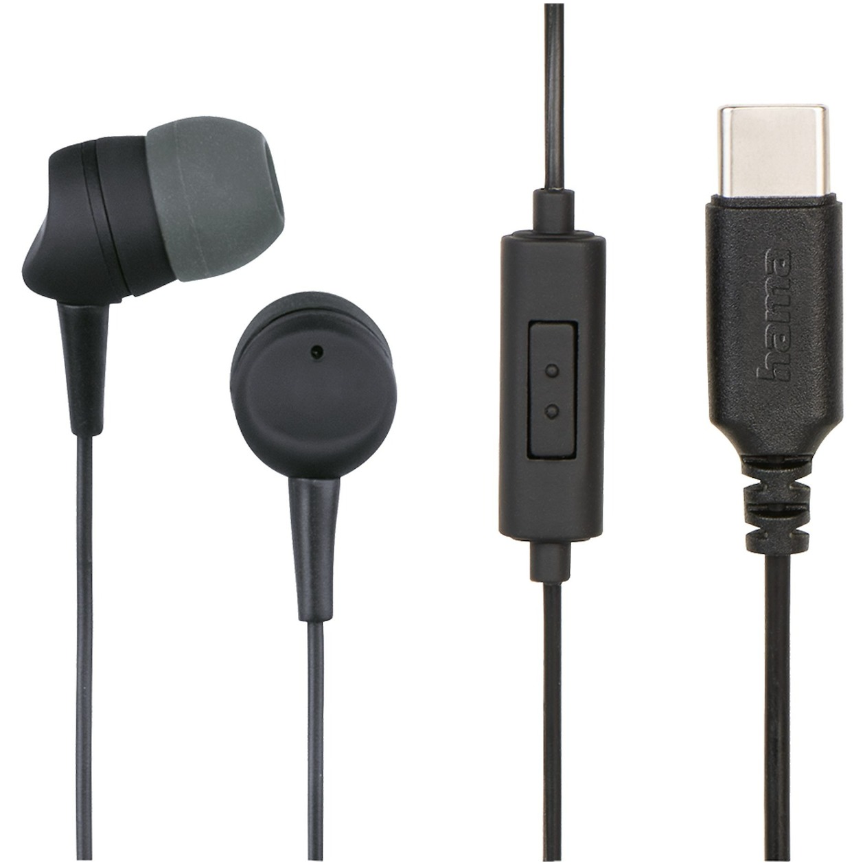 Hama Oordopjes Sea, in-ear, microfoon, kabel-knikbescherming, USB-C Headset Zwart