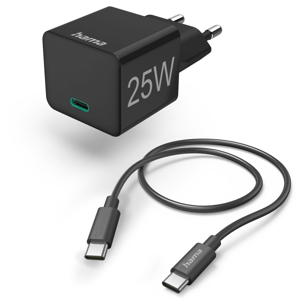 Hama Mini-charger set USB-C 25 Watt PD Oplader Zwart