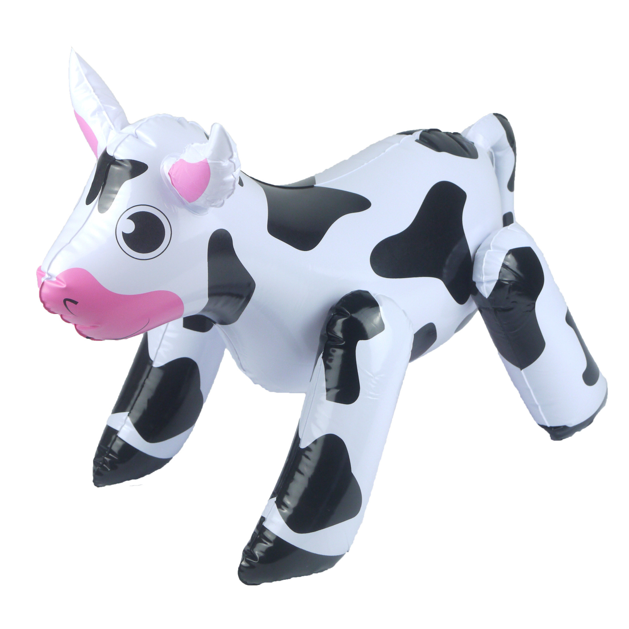 Opblaasbare dieren - Koe - wit/zwart - 53 x 20 cm - kunststof -